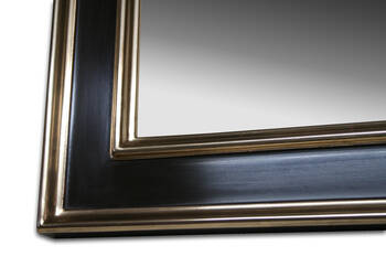 Czarna rama do obrazu, częściowo złocona złotem płatkowym księżycowym, bez przetarcia.