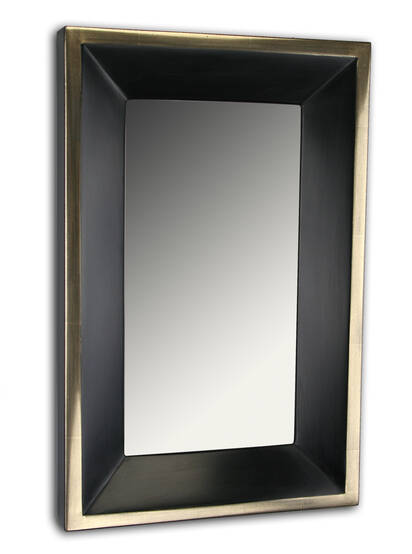 Czarna rama do obrazu na wymiar ze złotem księżycowym 22K, polerowanym na szarej glince, z satynowym wykończeniem czerni.