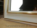 Lustro kryształowe z fazą 2cm w ramie białej z żółtym złotem 23.5 karat