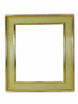 Kremowo-niebieska rama do obrazu z delikatnym złoceniem płatkowym, eleganckie wykończenie.