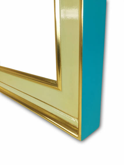 Kremowo - Niebieska Rama ze Złoceniem 